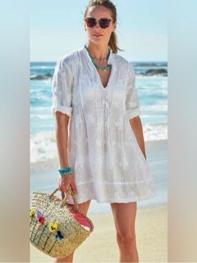 Spring CP SHADES l LINEN Tunic Mini Dress In White Sz XS